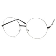 zeroUV 1920's Vintage Era Large Round Metal Clear Lens Glasses Glasses