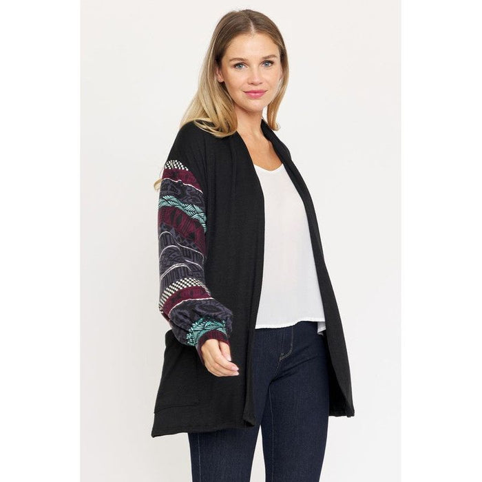 Bishop Sleeve Open Cardigan With Pockets