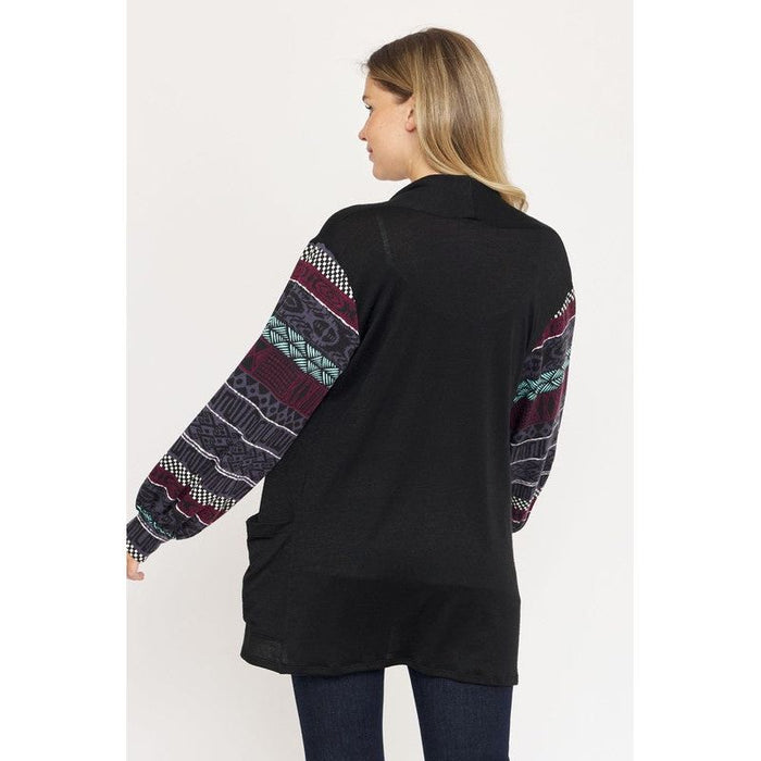 Bishop Sleeve Open Cardigan With Pockets