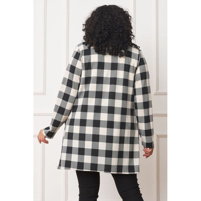 Long Buffalo Plaid Open Cardigan