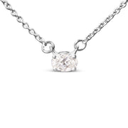 Bids.com 14K White Gold 1/4 Cttw Lab Grown Oval Solitaire Diamond East West 18" Pendant Necklace (G-H Color, VS2-SI1 Clarity) Necklaces