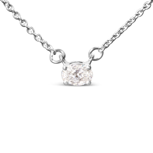 Bids.com 14K White Gold 1/4 Cttw Lab Grown Oval Solitaire Diamond East West 18" Pendant Necklace (G-H Color, VS2-SI1 Clarity) Necklaces