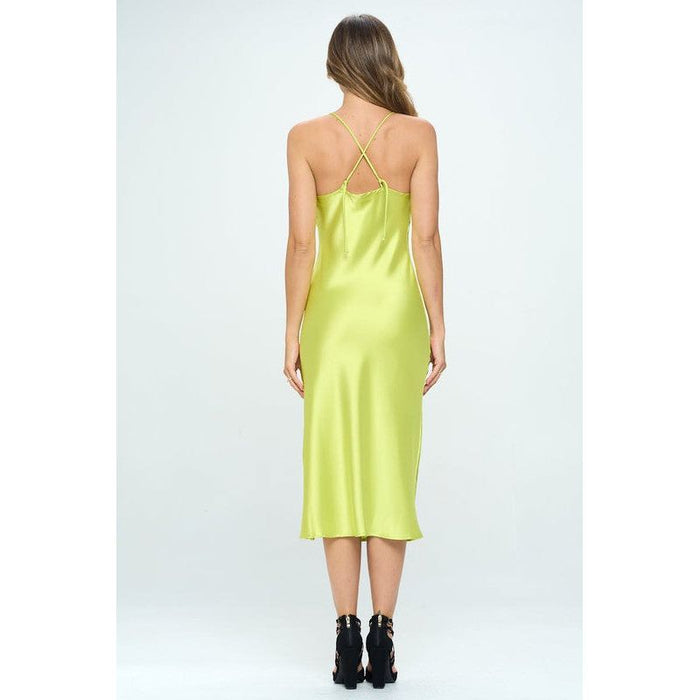 Satin Bias Slip Dress with Slit