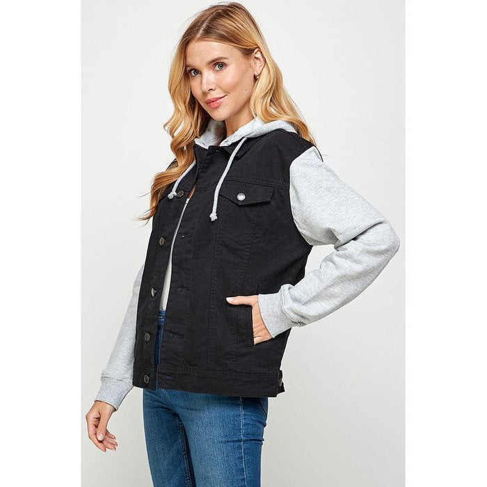 Women's Denim  Jacket with Fleece Hoodies