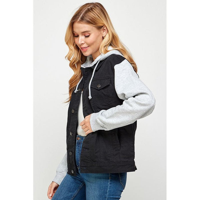 Women's Denim  Jacket with Fleece Hoodies