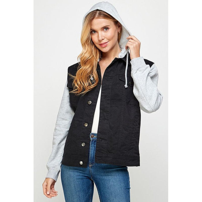 Women's Denim  Jacket with Fleece Hoodies