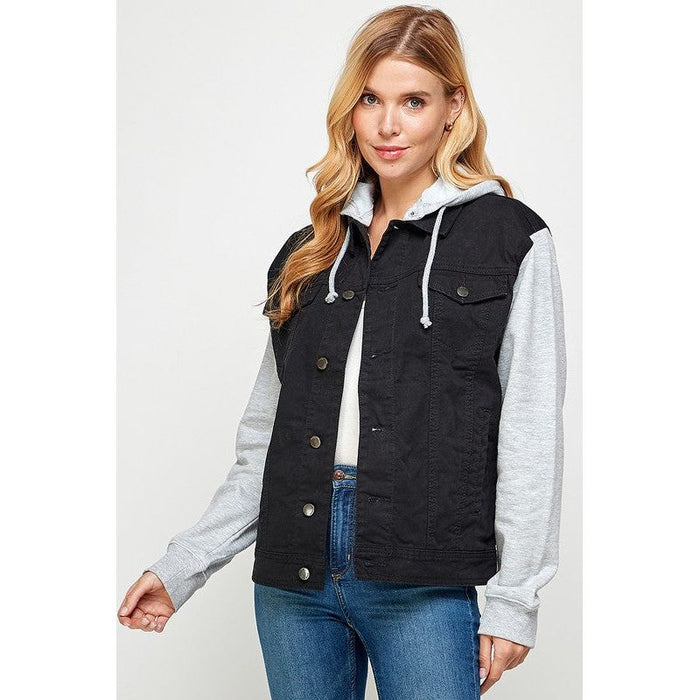 Women's Denim  Jacket with Fleece Hoodies