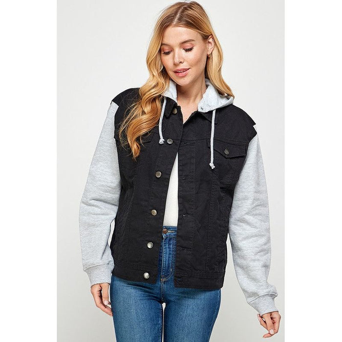 Women's Denim  Jacket with Fleece Hoodies