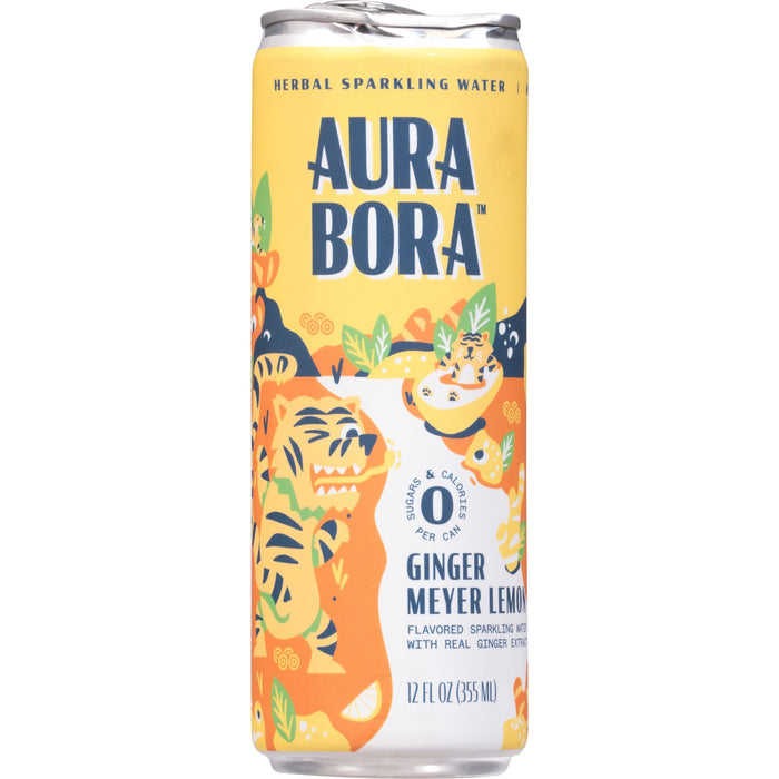 Aura Bora Sparkling Water Ginger Mey Lemon, 12-12 fl. oz. - Case of 12