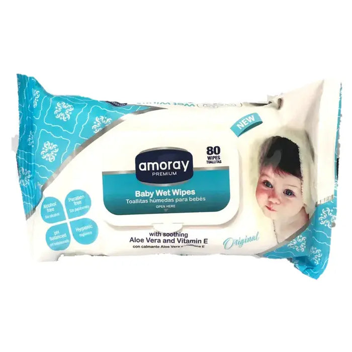 Amoray Baby Wipes Original 80 Ct - Case - 24 Units