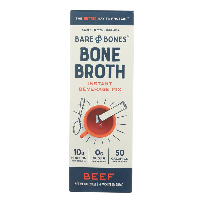 Bare Bones Broth - Bone Broth Beef Instant Stock - Case of 8 (2.12 Oz)