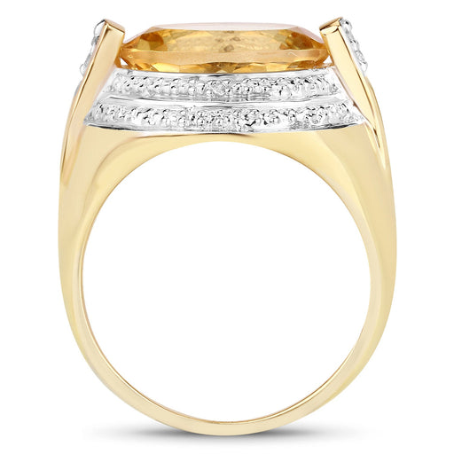 Bids.com 4.56 Carat Genuine Citrine and White Diamond .925 Sterling Silver Ring Rings