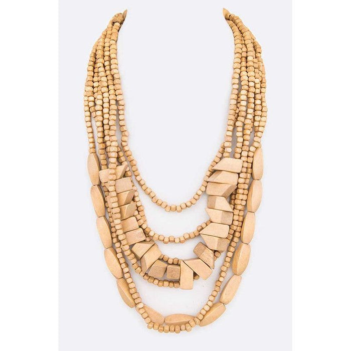 Mix Wooden Beads Statement Layer Necklace