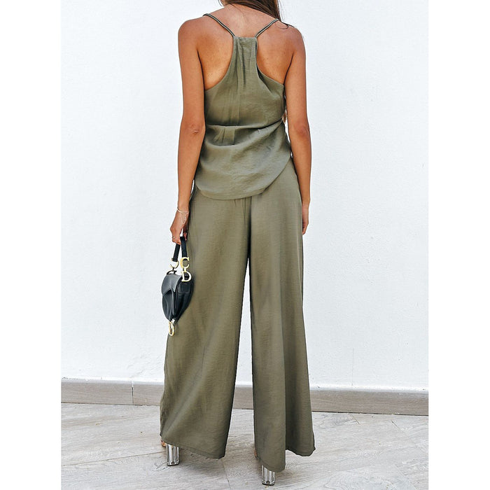 Spaghetti Strap Cami and Wide Leg Pants Set