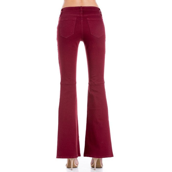 High Waist Flare Denim Pants Chocolate