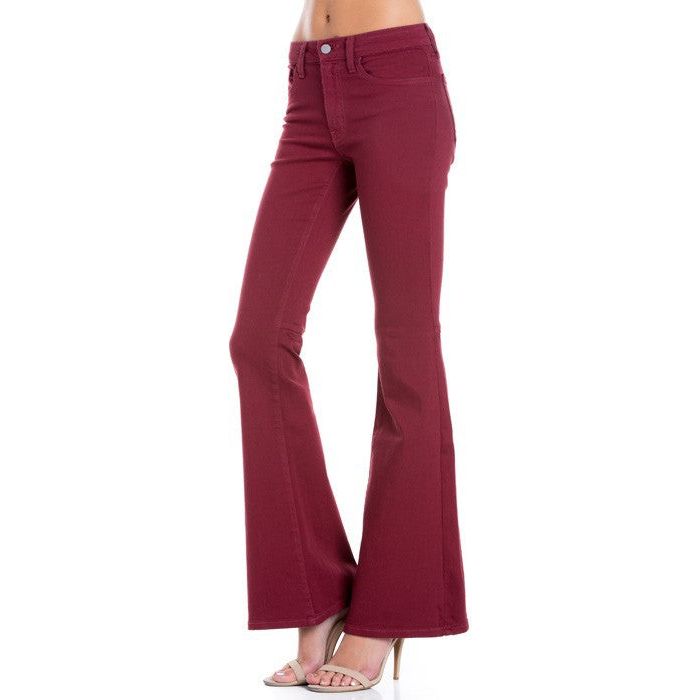 High Waist Flare Denim Pants Chocolate