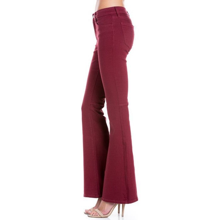 High Waist Flare Denim Pants Chocolate