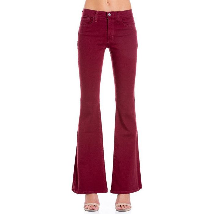 High Waist Flare Denim Pants Chocolate