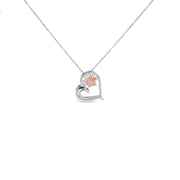 Bids.com 14K Rose Gold Plated Sterling Silver 1/10 Cttw Diamond Paw & Heart Pendant Necklace Necklaces