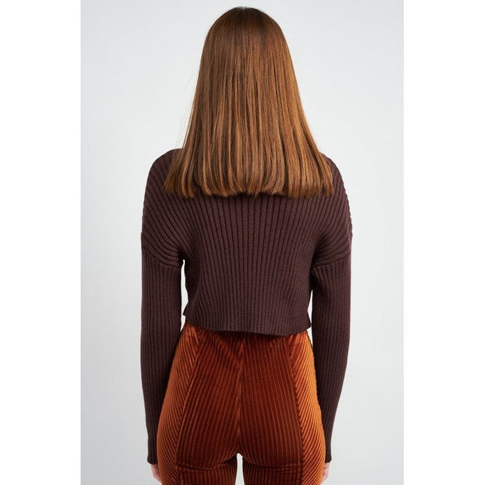 Boxy Turtleneck Cropped Top