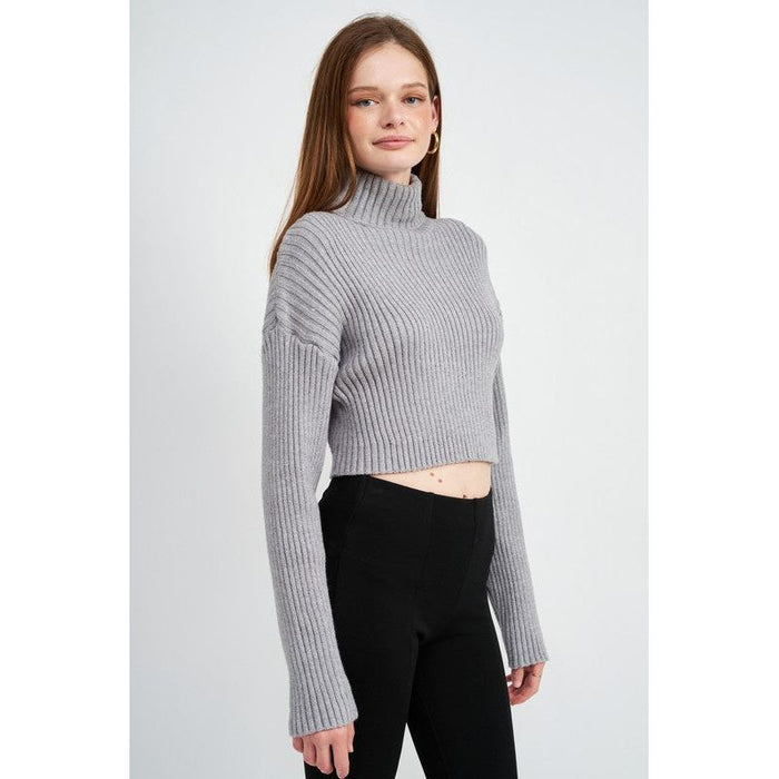 Boxy Turtleneck Cropped Top