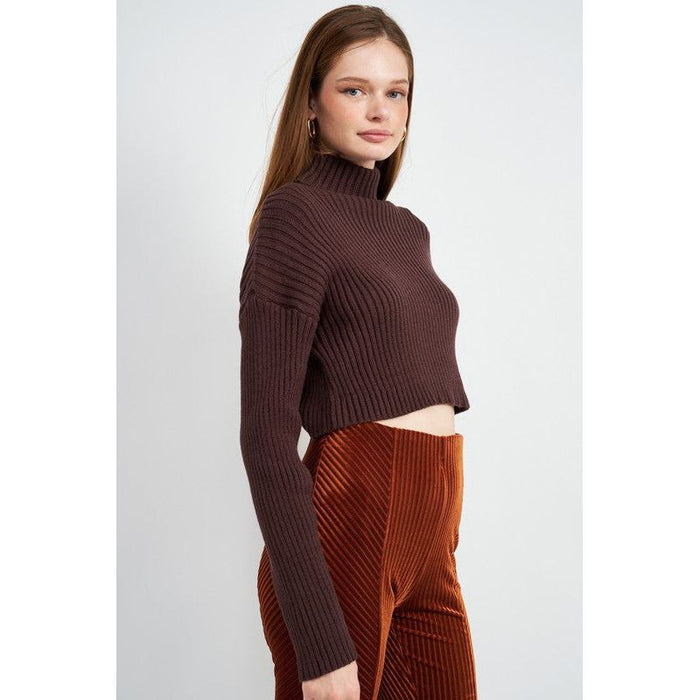 Boxy Turtleneck Cropped Top