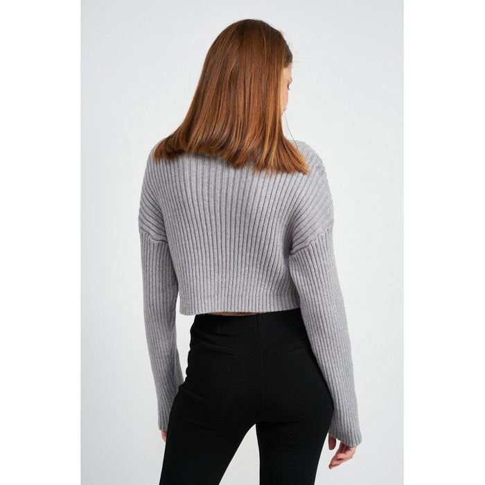 Boxy Turtleneck Cropped Top