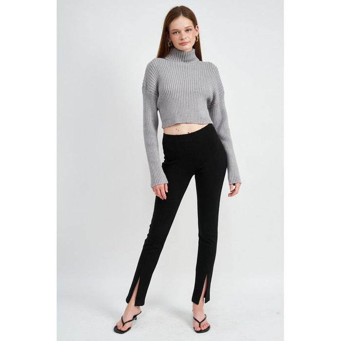 Boxy Turtleneck Cropped Top