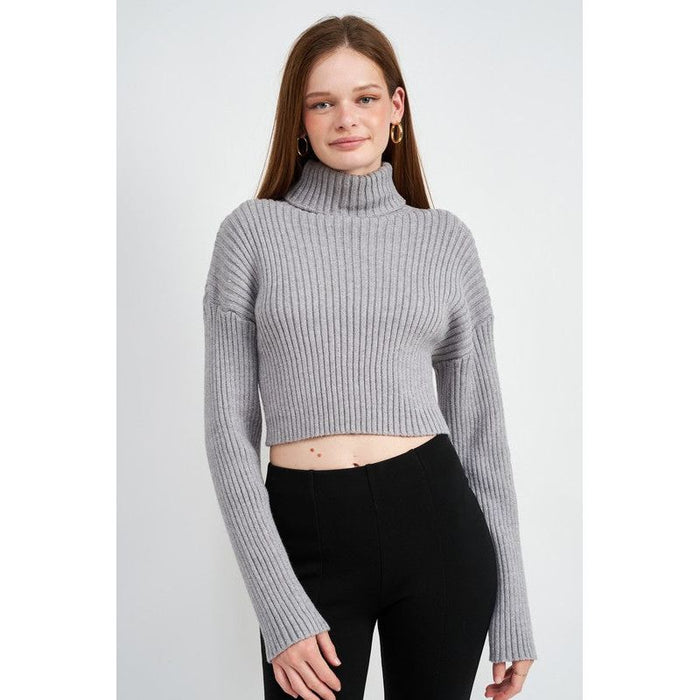 Boxy Turtleneck Cropped Top