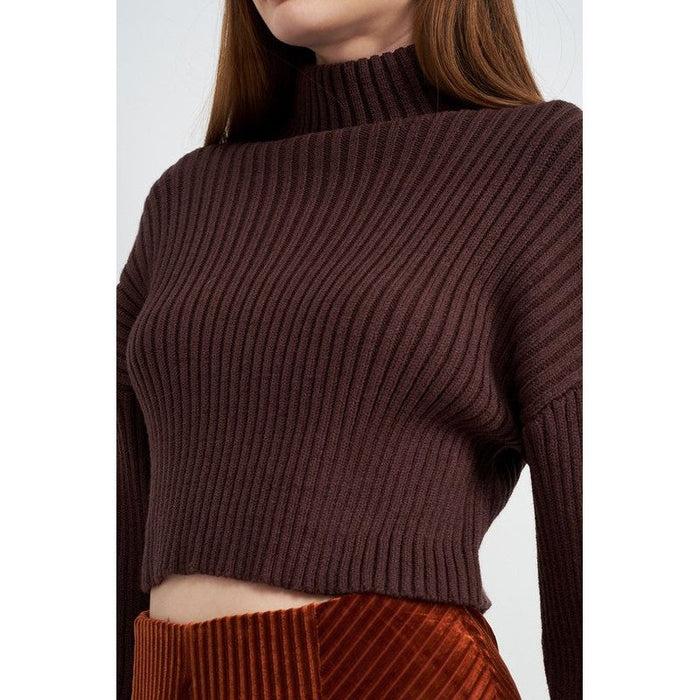 Boxy Turtleneck Cropped Top