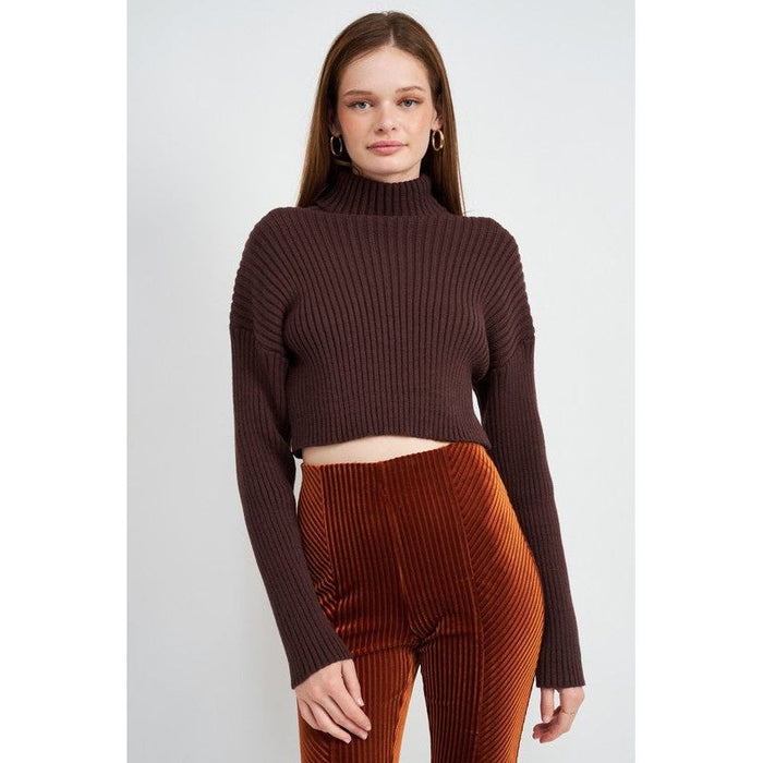 Boxy Turtleneck Cropped Top