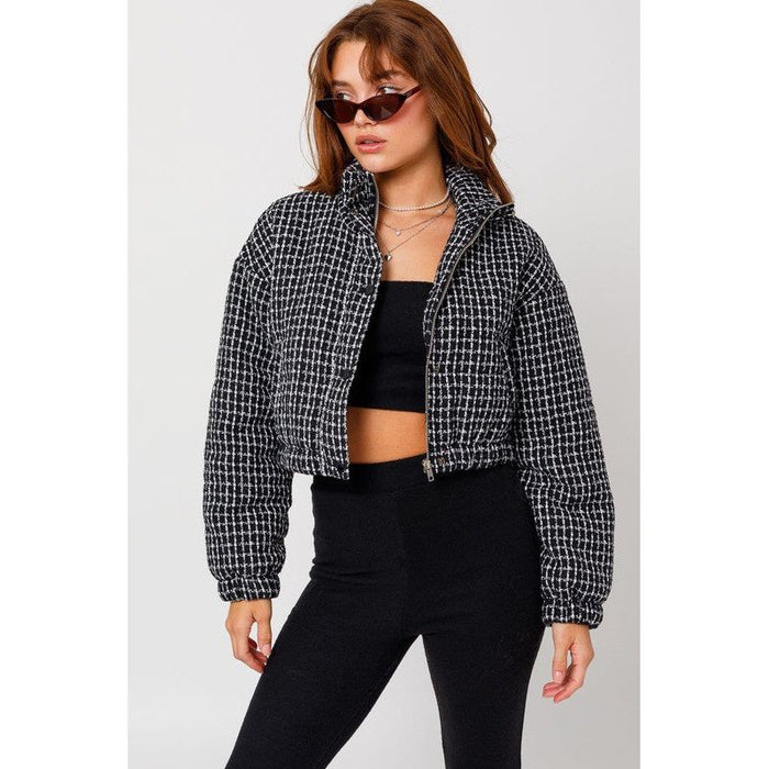 Tweed Crop Puffer Jacket