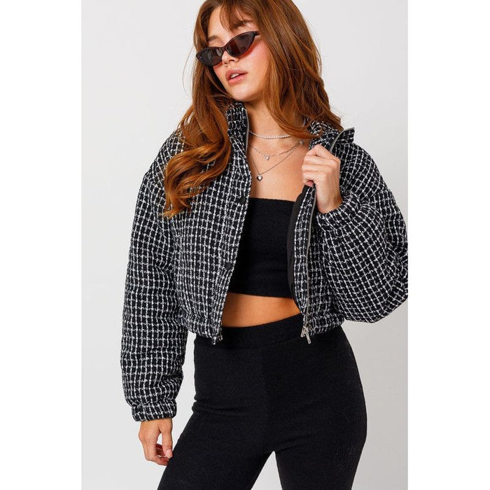 Tweed Crop Puffer Jacket