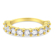Bids.com 14K Yellow Gold Plated .925 Sterling Silver 2.00 Cttw Shared Prong Set Round-Diamond 11 Stone Band Ring (J-K Color, I1-I2 Clarity) - Size 7 Rings