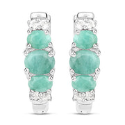 Bids.com 1.30 Carat Genuine Emerald and White Topaz .925 Sterling Silver Earrings Earrings