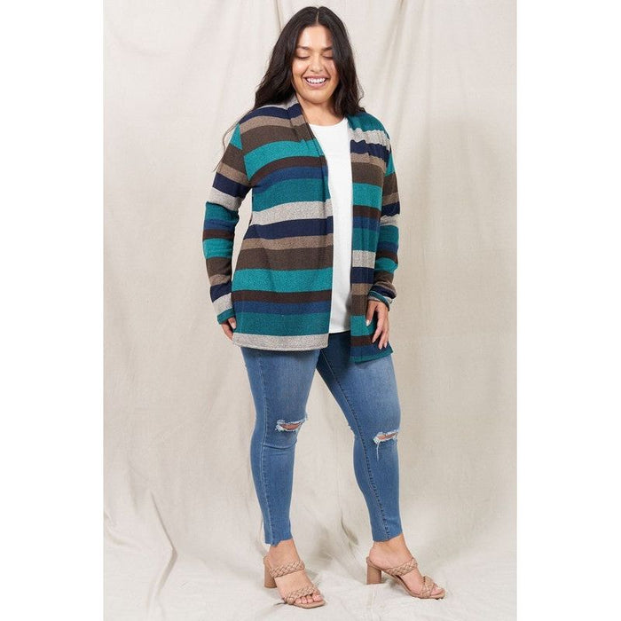 Stripe Elbow Patch Cardigan