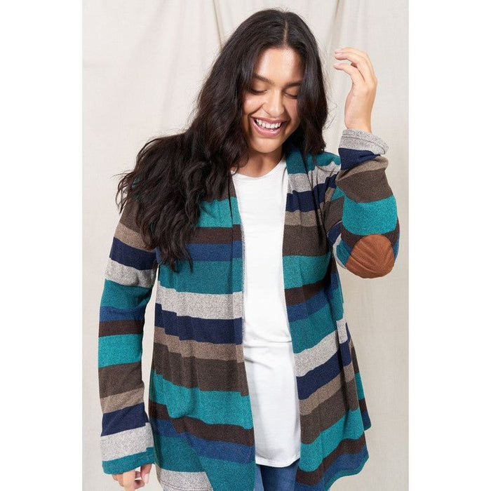 Stripe Elbow Patch Cardigan