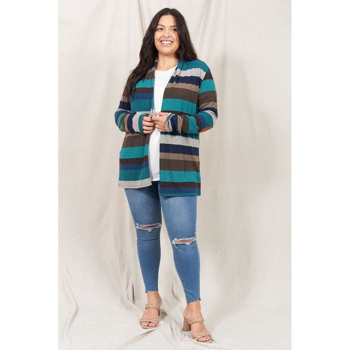 Stripe Elbow Patch Cardigan