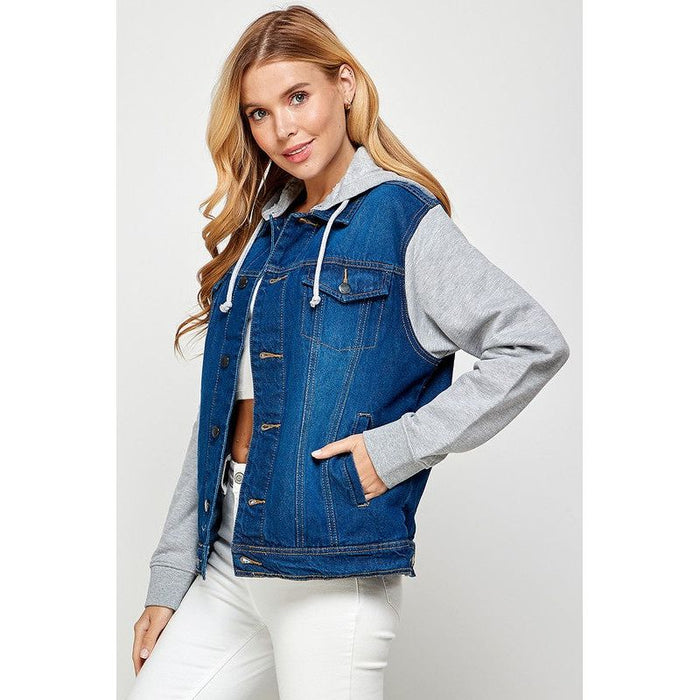 Women's Denim  Jacket with Fleece Hoodies