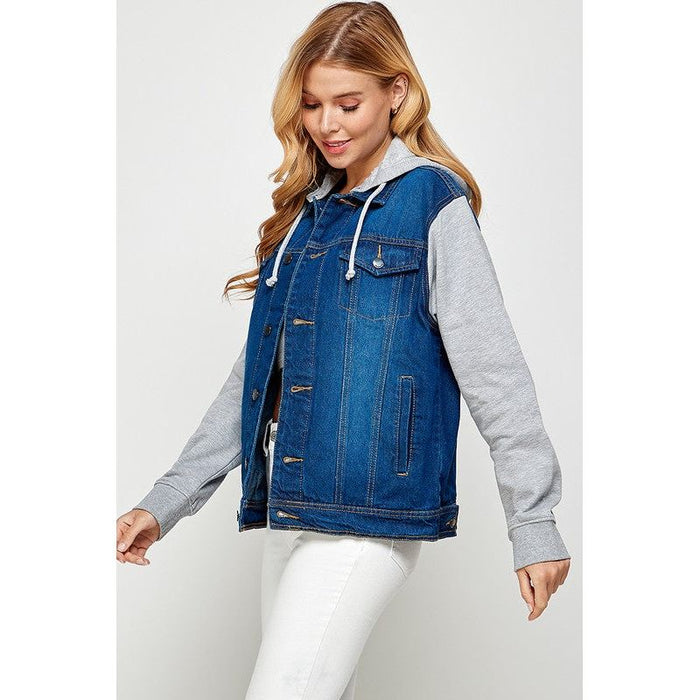 Women's Denim  Jacket with Fleece Hoodies