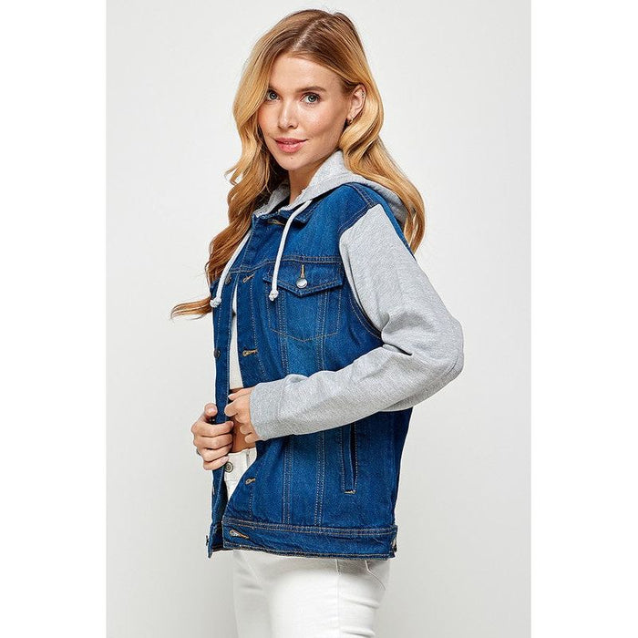 Women's Denim  Jacket with Fleece Hoodies