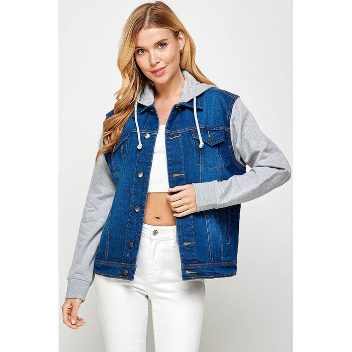 Women's Denim  Jacket with Fleece Hoodies