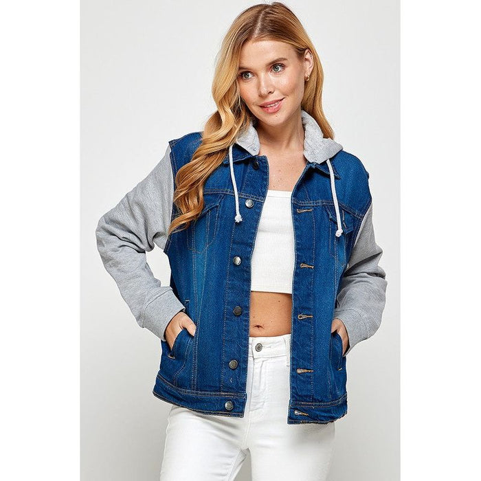 Women's Denim  Jacket with Fleece Hoodies