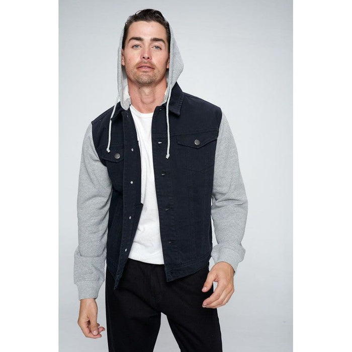 Men's Denim Jacket with Fleece Hoodies