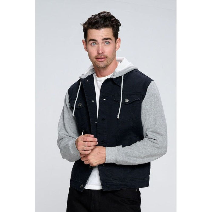 Men's Denim Jacket with Fleece Hoodies