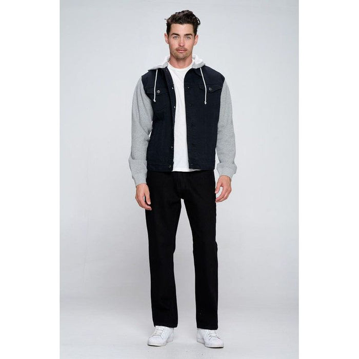 Men's Denim Jacket with Fleece Hoodies