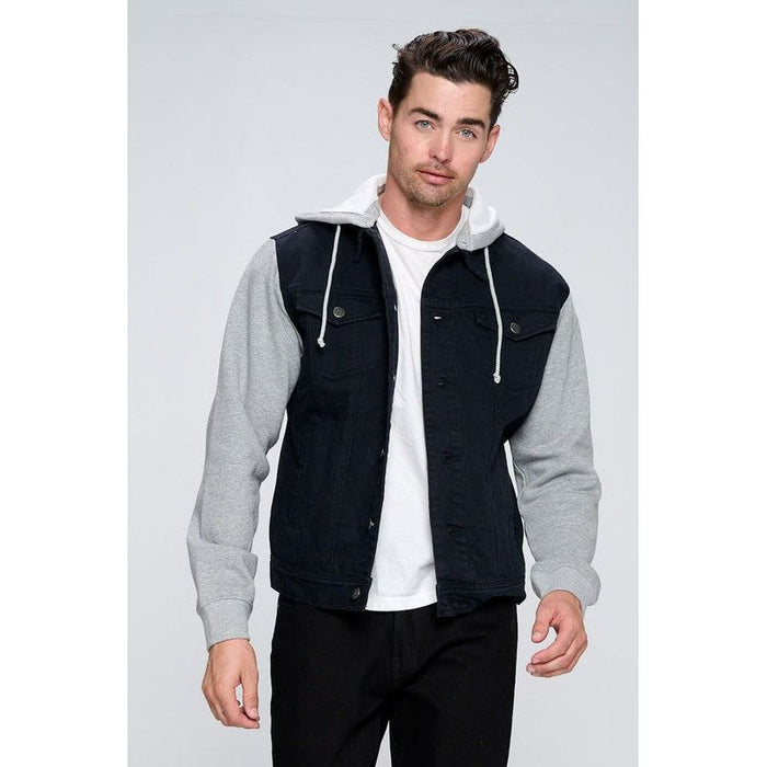 Men's Denim Jacket with Fleece Hoodies