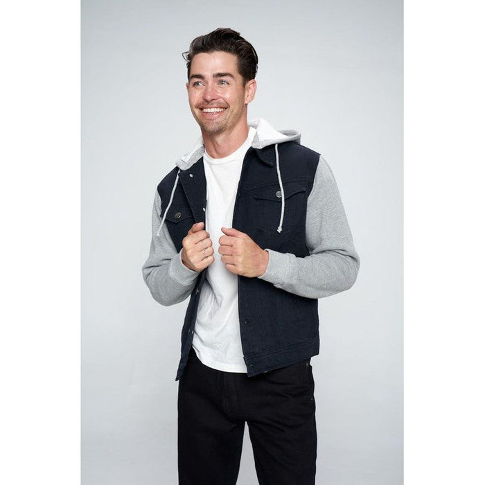 Men's Denim Jacket with Fleece Hoodies