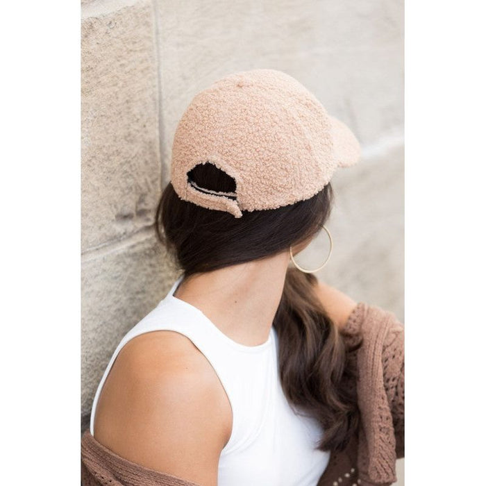 Boucle Sherpa Teddy Bear Knit Ball Cap