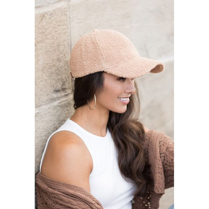 Boucle Sherpa Teddy Bear Knit Ball Cap